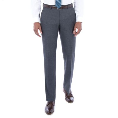 Grey jaspe wool blend plain front tailored fit suit trouser